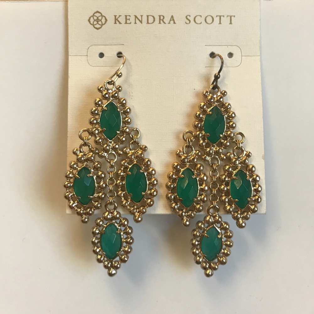 Kendra Scott Emerald Green Earrings Rare